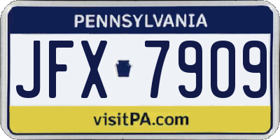 PA license plate JFX7909