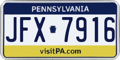 PA license plate JFX7916