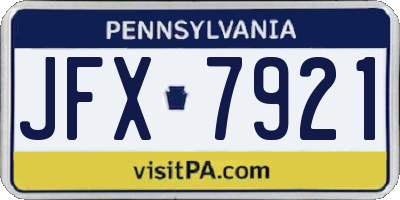 PA license plate JFX7921