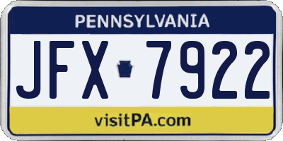 PA license plate JFX7922