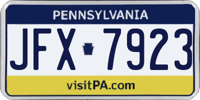 PA license plate JFX7923