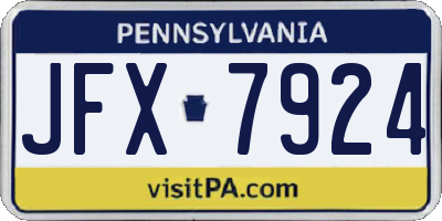 PA license plate JFX7924