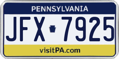 PA license plate JFX7925