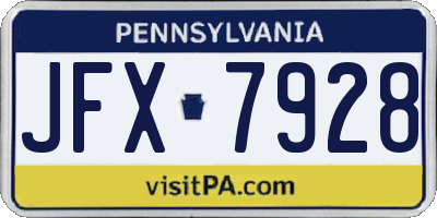 PA license plate JFX7928