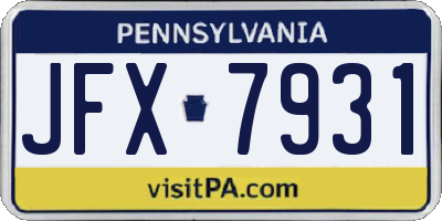 PA license plate JFX7931