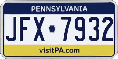 PA license plate JFX7932