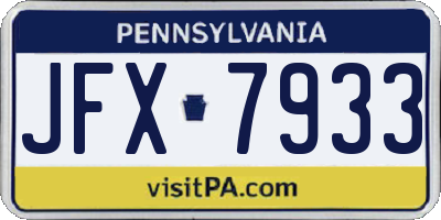 PA license plate JFX7933