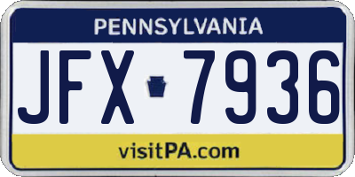 PA license plate JFX7936