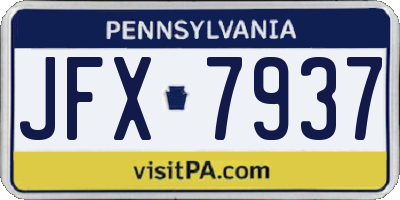 PA license plate JFX7937