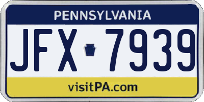 PA license plate JFX7939