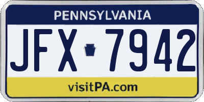 PA license plate JFX7942