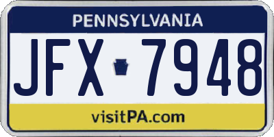PA license plate JFX7948