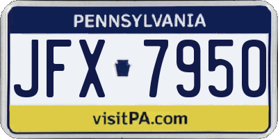 PA license plate JFX7950