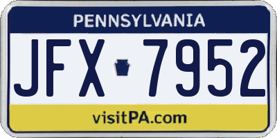 PA license plate JFX7952