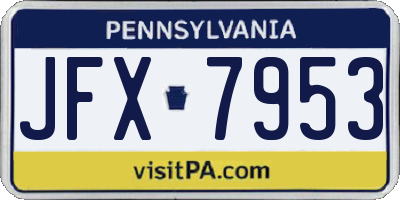 PA license plate JFX7953