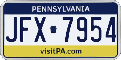 PA license plate JFX7954