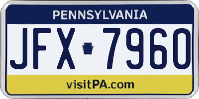 PA license plate JFX7960