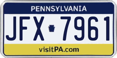 PA license plate JFX7961