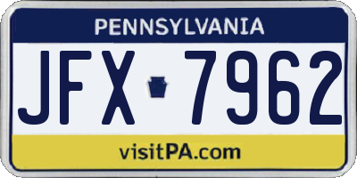 PA license plate JFX7962