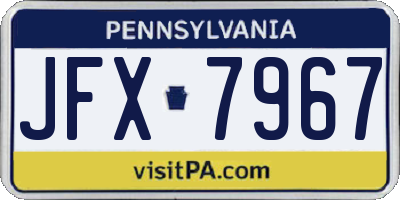 PA license plate JFX7967