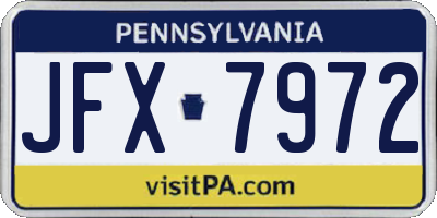 PA license plate JFX7972