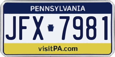 PA license plate JFX7981