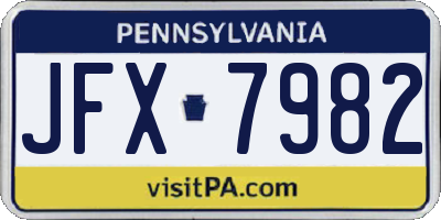 PA license plate JFX7982