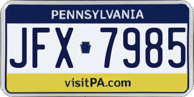 PA license plate JFX7985