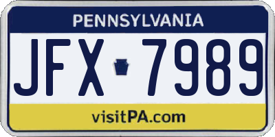 PA license plate JFX7989