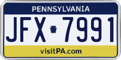 PA license plate JFX7991
