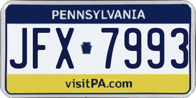 PA license plate JFX7993