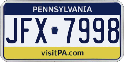 PA license plate JFX7998
