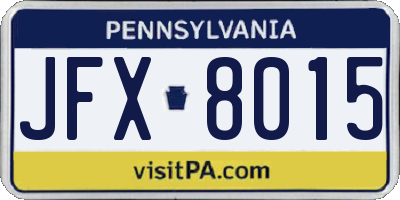 PA license plate JFX8015