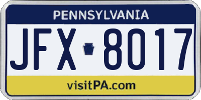 PA license plate JFX8017