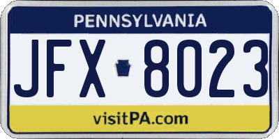 PA license plate JFX8023