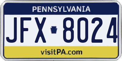 PA license plate JFX8024
