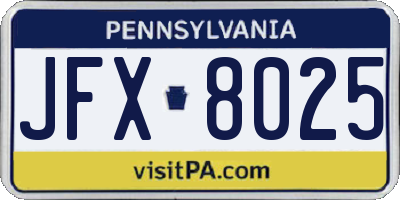 PA license plate JFX8025