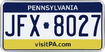 PA license plate JFX8027