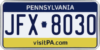 PA license plate JFX8030