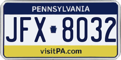 PA license plate JFX8032