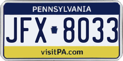 PA license plate JFX8033