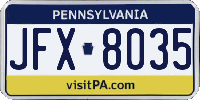 PA license plate JFX8035