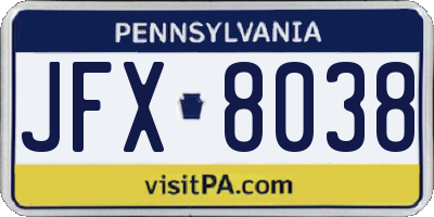 PA license plate JFX8038