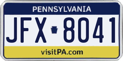 PA license plate JFX8041