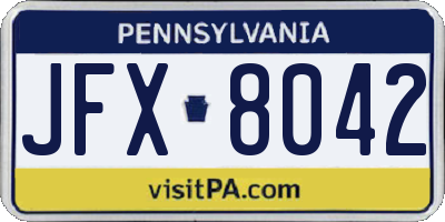 PA license plate JFX8042