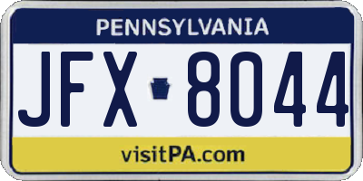 PA license plate JFX8044
