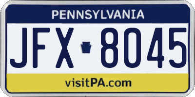 PA license plate JFX8045