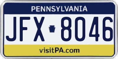 PA license plate JFX8046