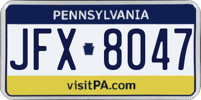 PA license plate JFX8047