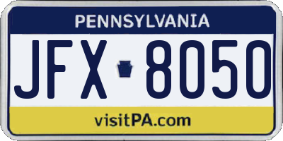 PA license plate JFX8050